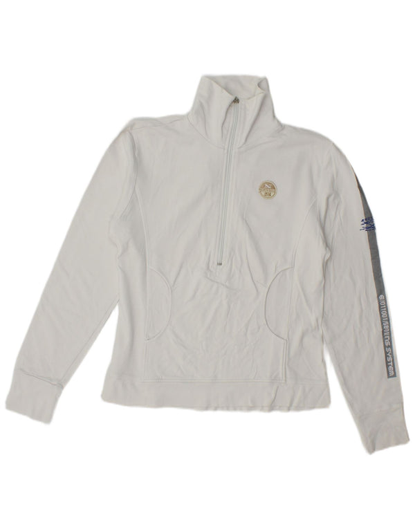 Suéter feminino North Sails com gola e zíper gráfico UK 14 grande branco