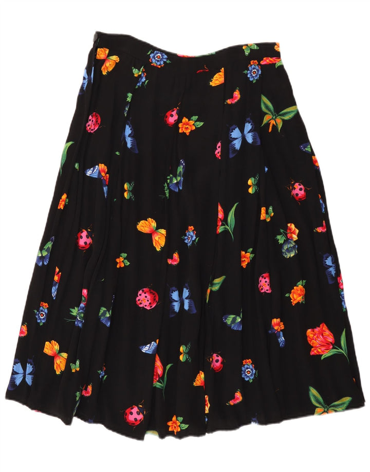 Saia feminina vintage linha A W30 médio preto floral