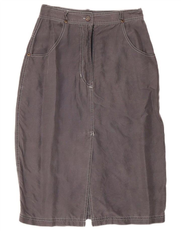 Saia Midi Feminina Vintage Pequena W24 Seda Cinza