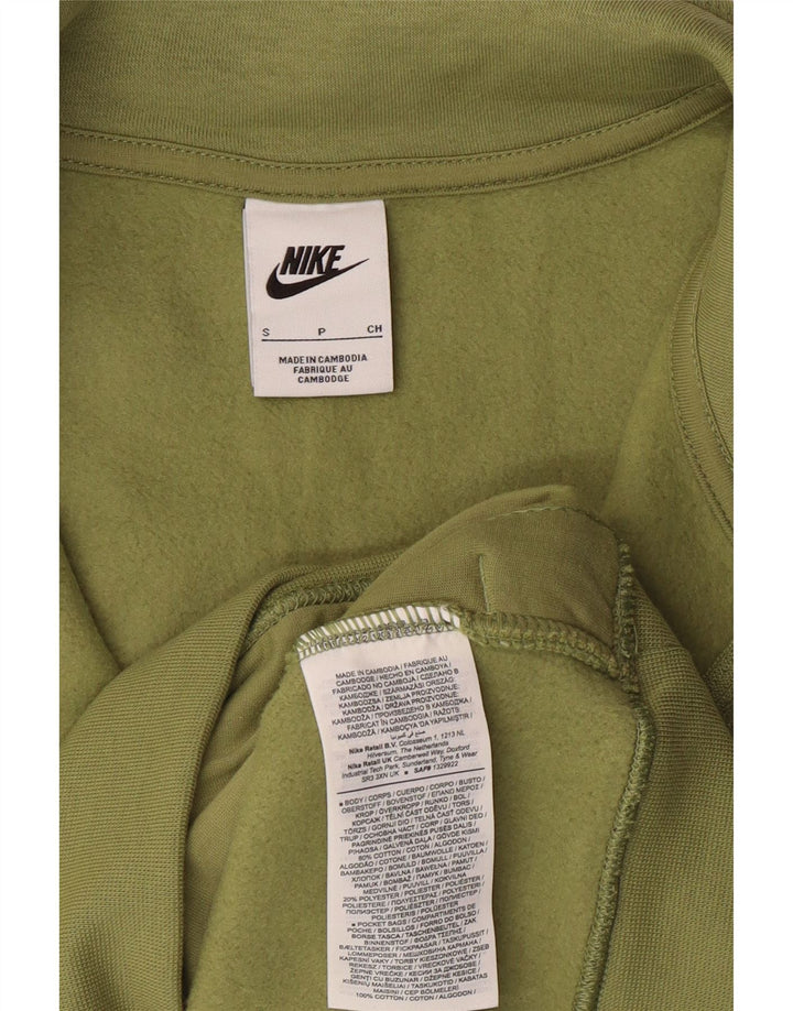 NIKE Mens Zip Neck Moletom Jumper Pequeno Algodão Verde