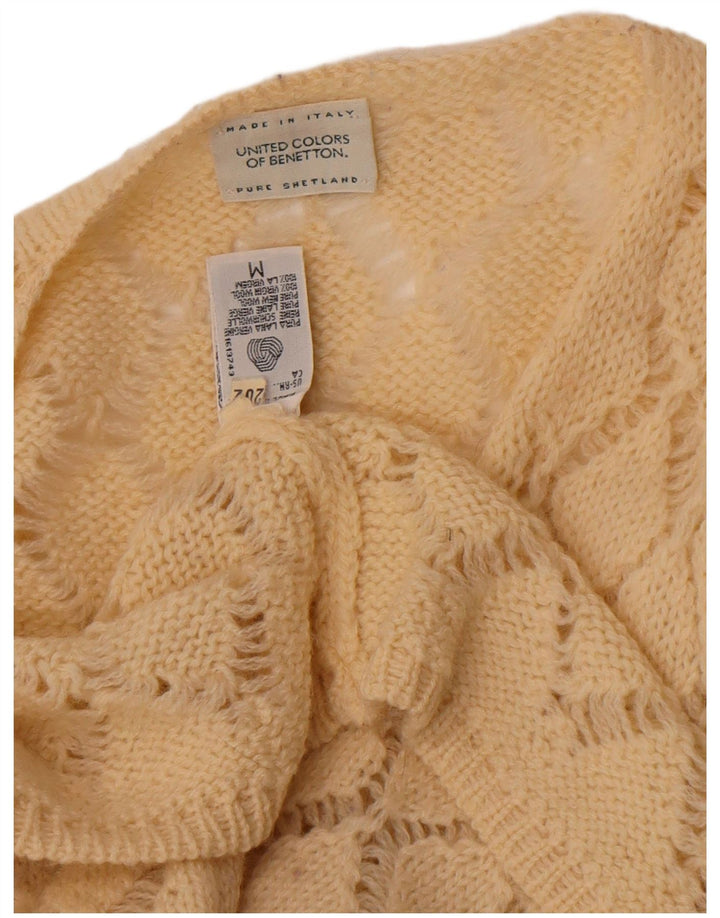 Suéter cardigã feminino Benetton UK 14 médio off white Argyle/Diamante