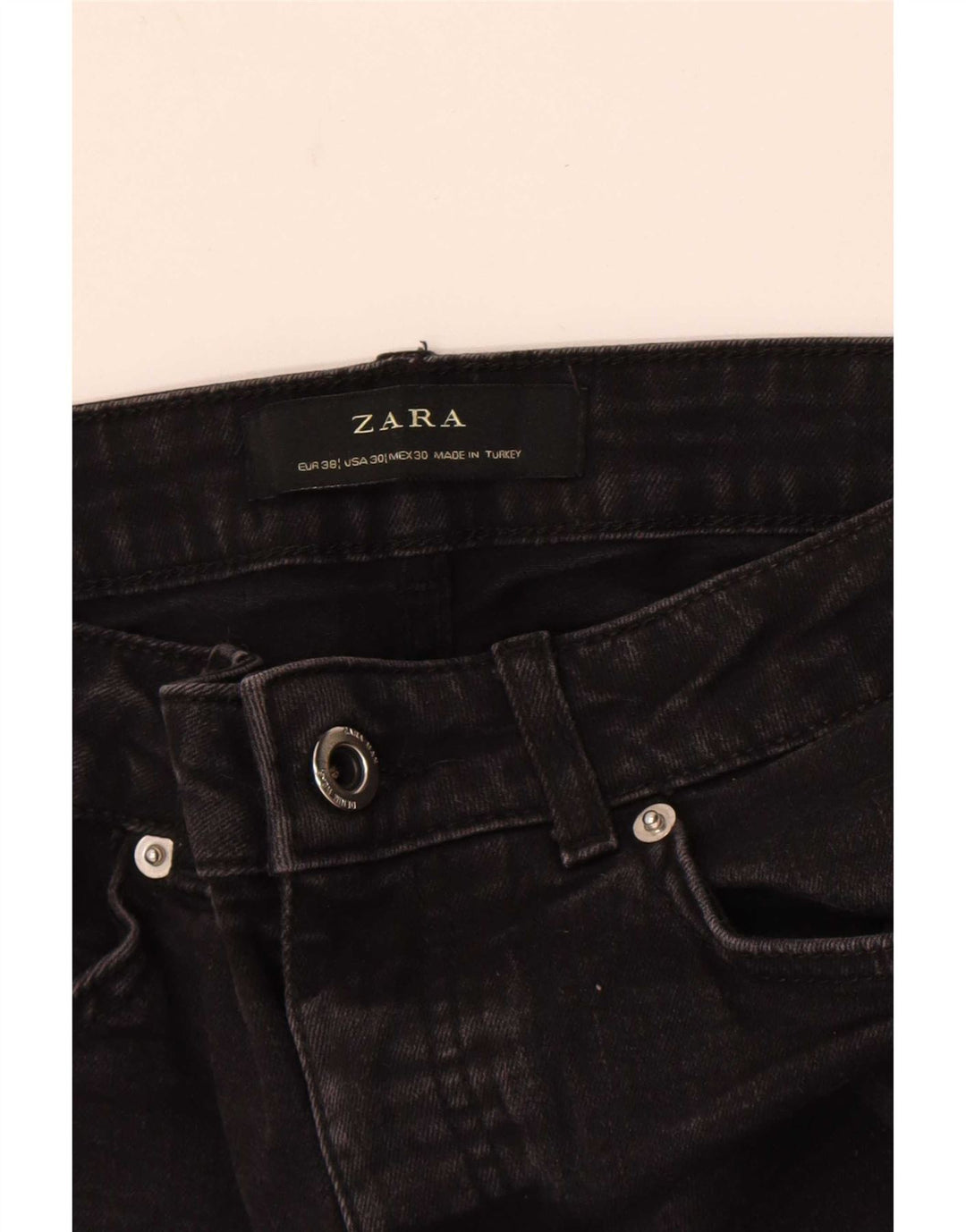 Zara Mens Jeans Cropped EU 38 Pequeno W30 L24 Preto Colorblock