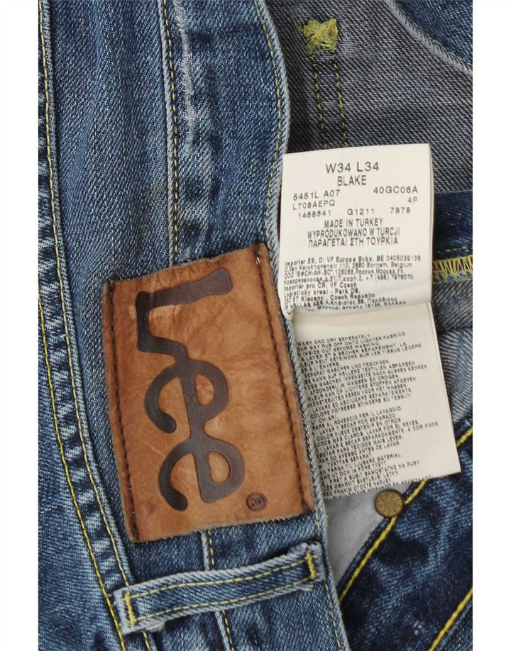 Lee Mens Blake Straight Jeans W34 L30 Azul Algodão