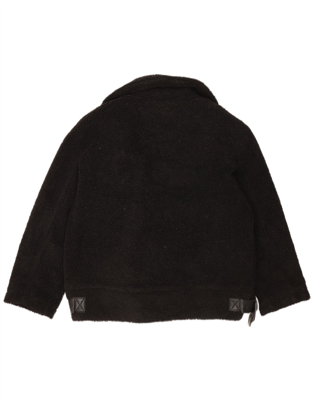 Jaqueta de lã superdimensionada feminina Topshop UK 14 poliéster preto médio