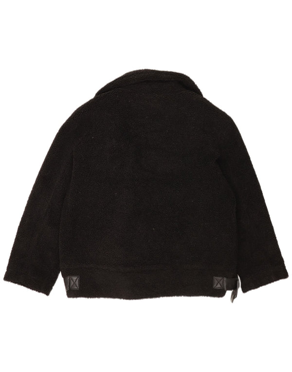 Jaqueta de lã superdimensionada feminina Topshop UK 14 poliéster preto médio