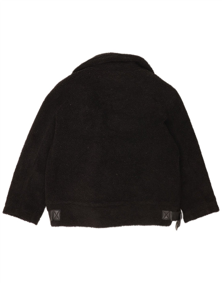 Jaqueta de lã superdimensionada feminina Topshop UK 14 poliéster preto médio