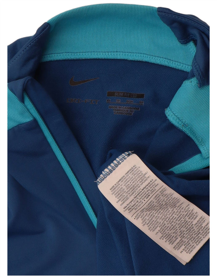 Nike Mens Dri Fit Zip Neck Slim Pulôver Treino Top XS Azul Geométrico