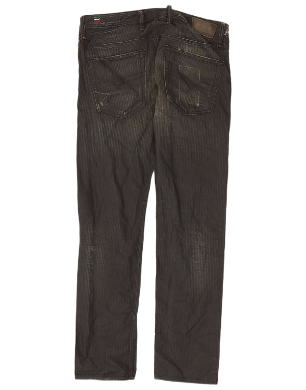 Diesel Mens Shioner Distressed Slim Skinny Jeans W32 L30 Algodão Preto