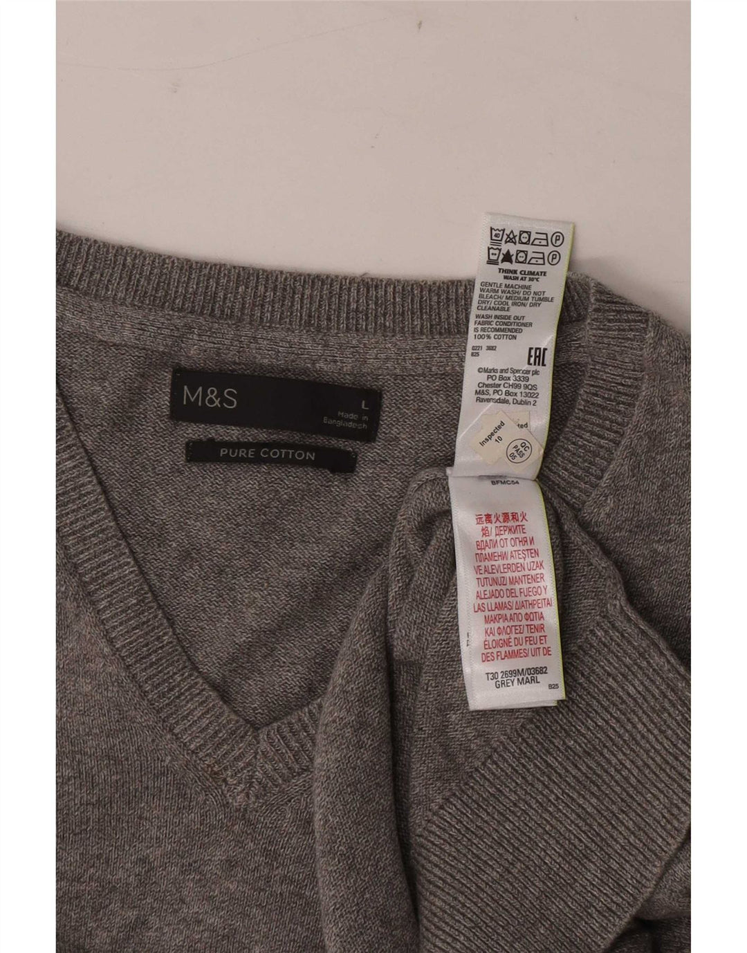 Regata masculina Marks & Spencer com colete grande de algodão cinza