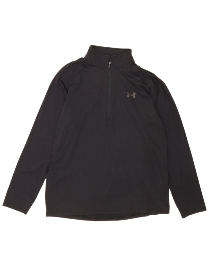 Under Armour Masculino Heat Gear Zip Neck Pulôver Treino Top Médio Preto