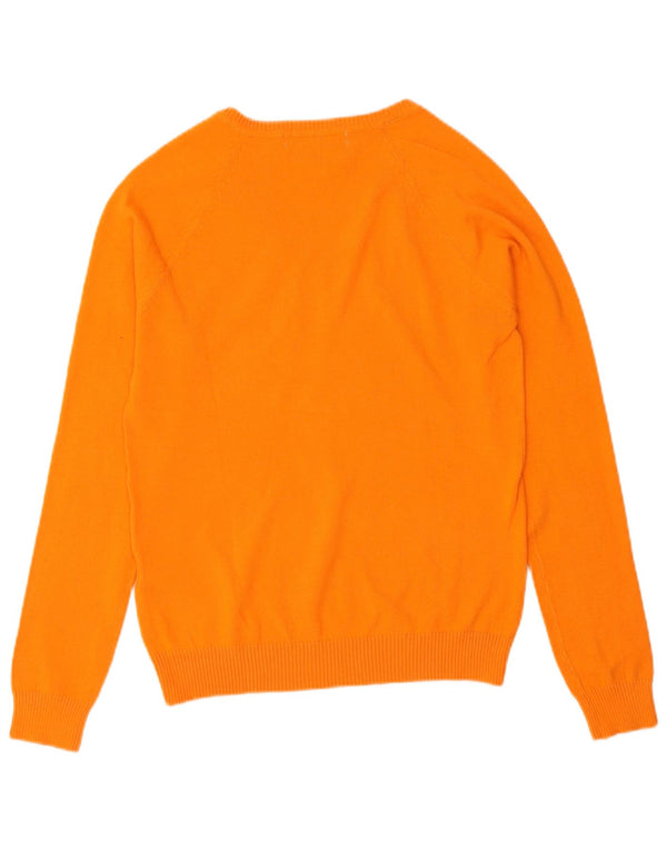 Suéter feminino Zara com decote em V UK 18 XL laranja algodão
