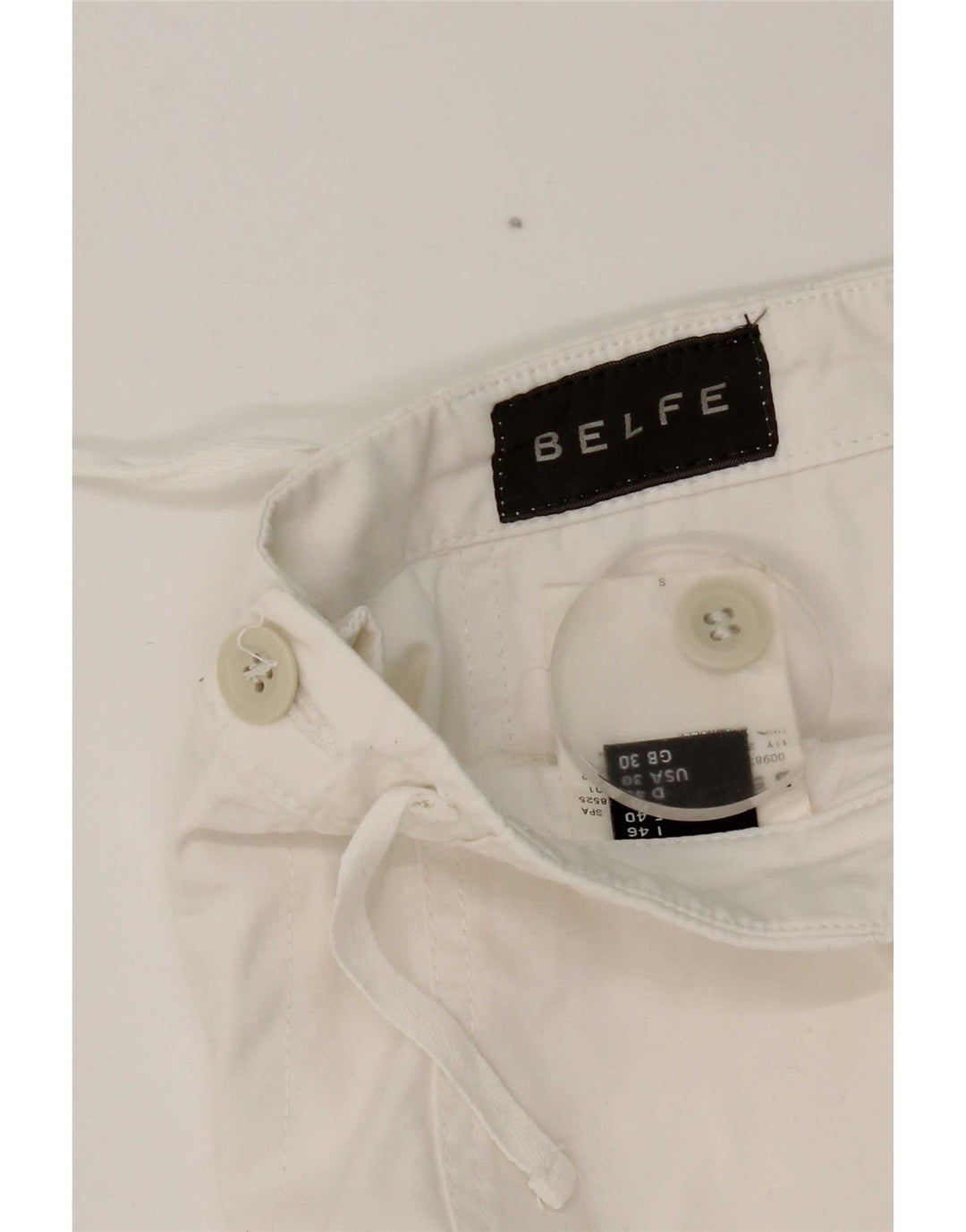 Belfe Mens Chino Shorts W30 Médio Algodão Branco