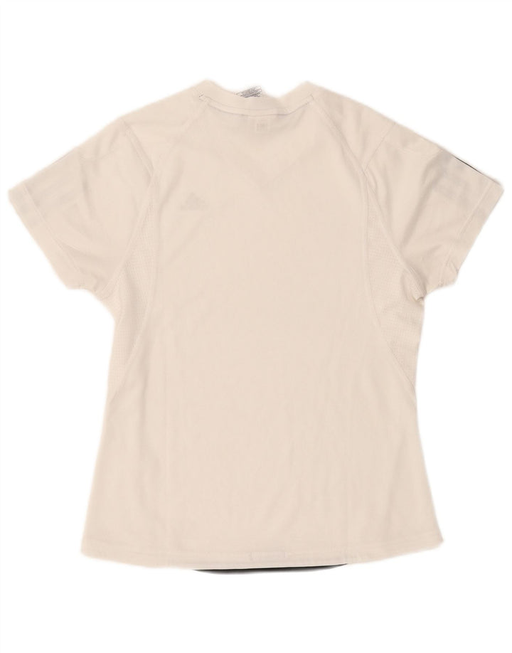 Adidas Womens Climacool T-Shirt Top UK 10 Pequeno Poliéster Branco