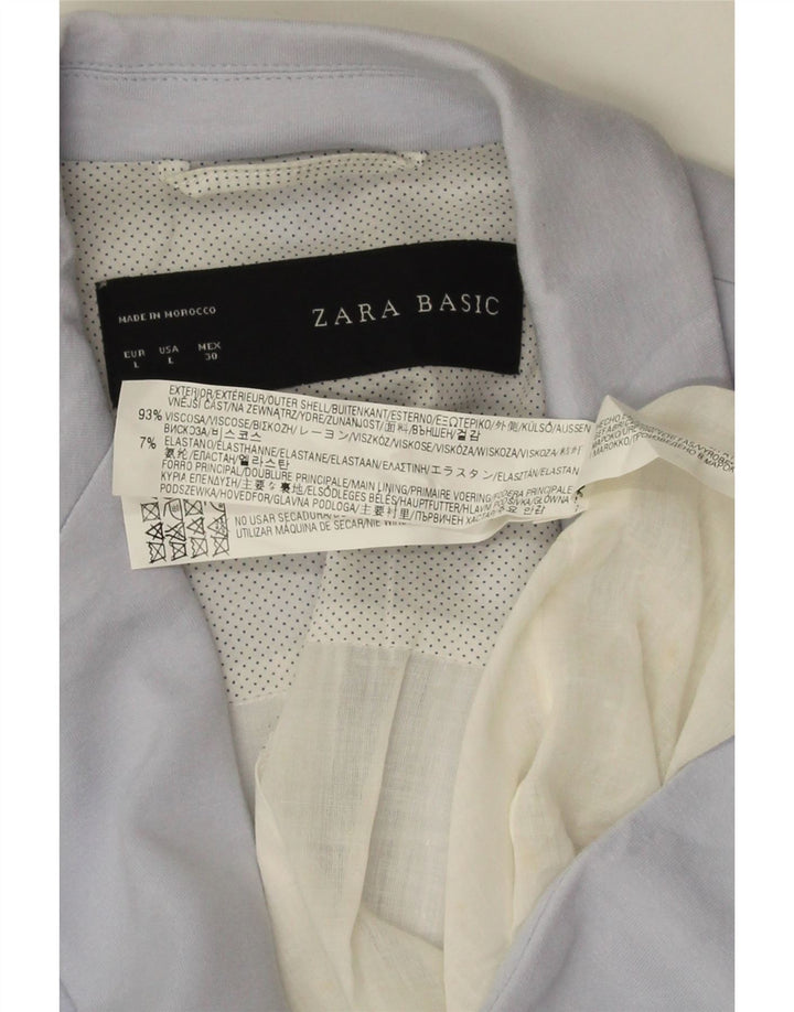 Jaqueta blazer feminina Zara com 1 botão Reino Unido 14 grande azul viscose