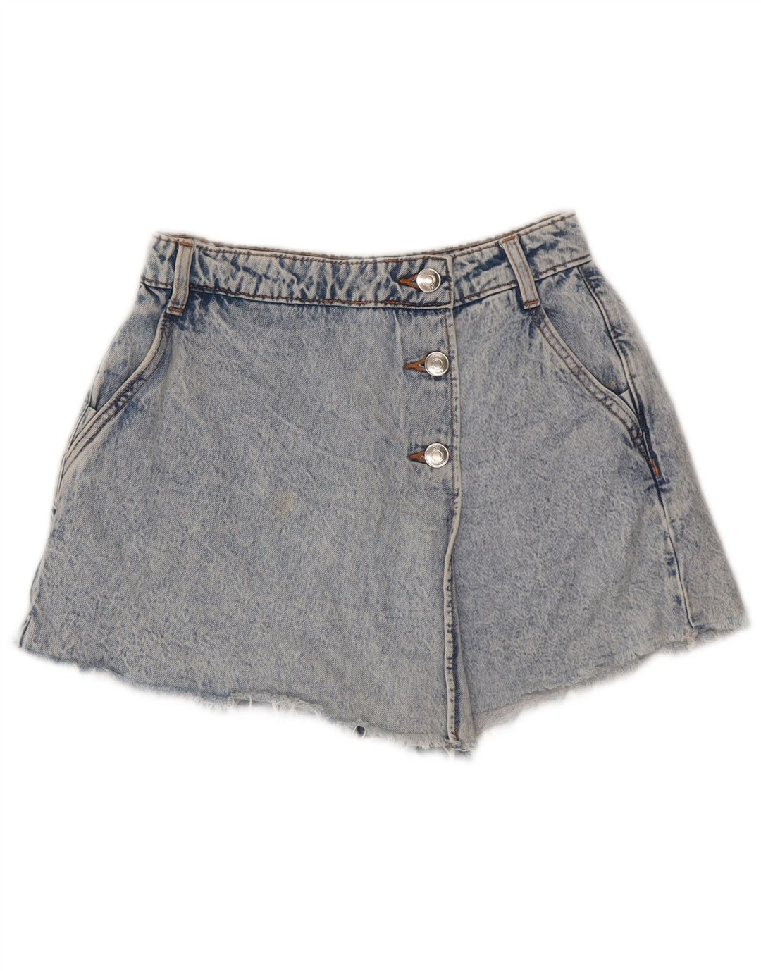 Shorts jeans feminino ZARA XS W24 azul algodão