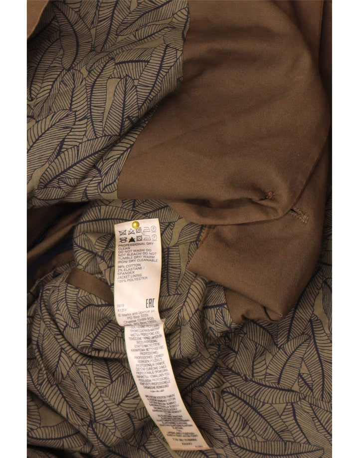 Jaqueta blazer masculina de 2 botões Marks & Spencer Reino Unido 40 algodão cáqui médio