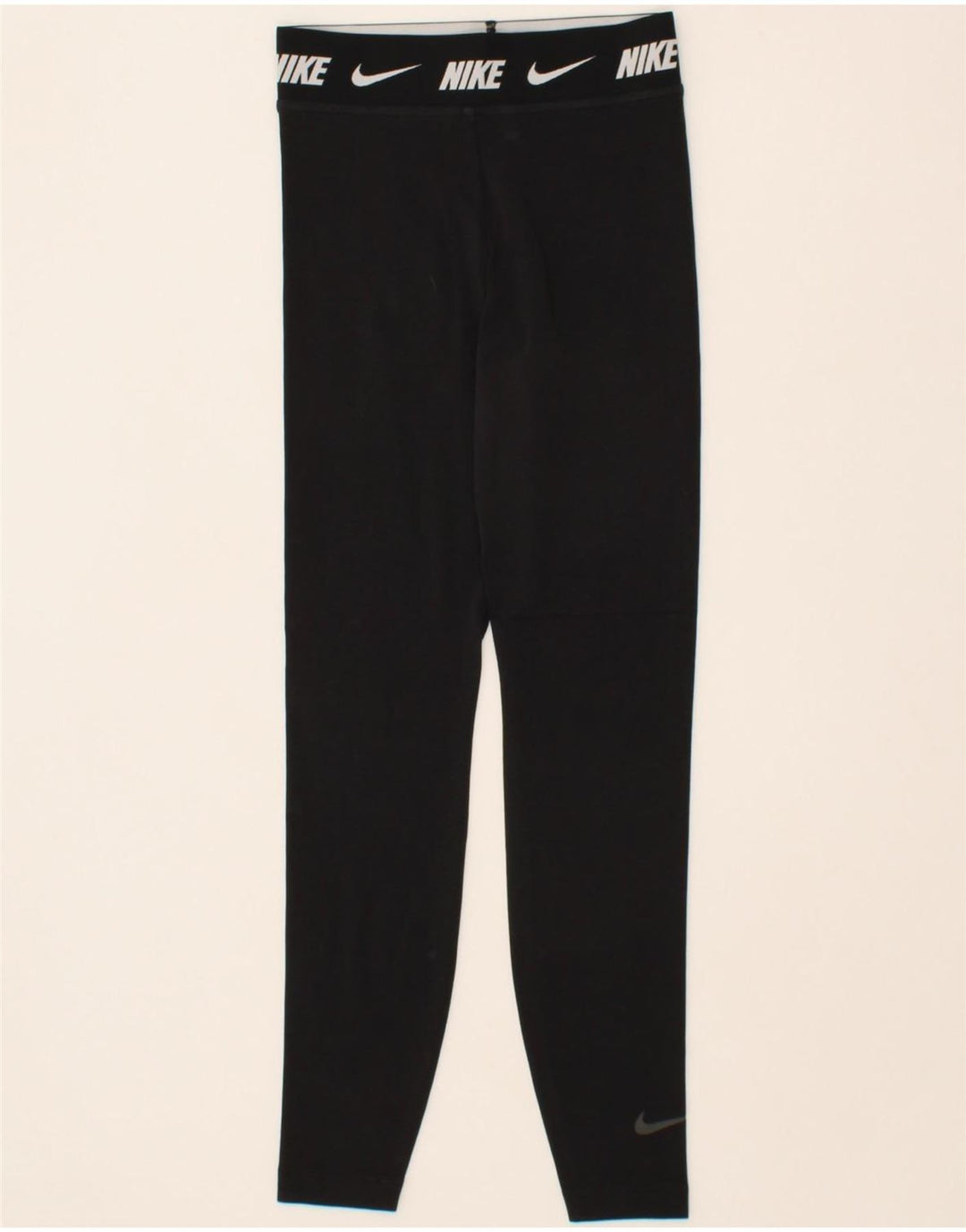 NIKE Womens Graphic Leggings UK 4 XS Black Vintage Nike and Second-Hand Nike from Messina Hembry 