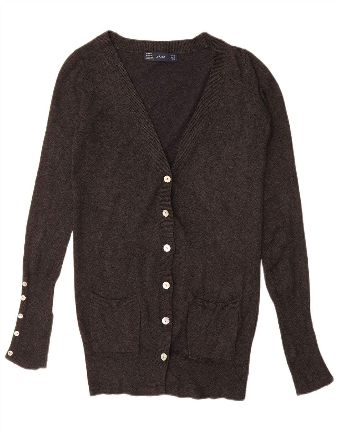 Suéter cardigã feminino Longline ZARA Reino Unido 10 pequeno rayon cinza