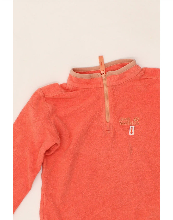 JACK WOLFSKIN Girls Zip Neck Fleece Jumper 5-6 Years Orange Vintage Jack Wolfskin and Second-Hand Jack Wolfskin from Messina Hembry 