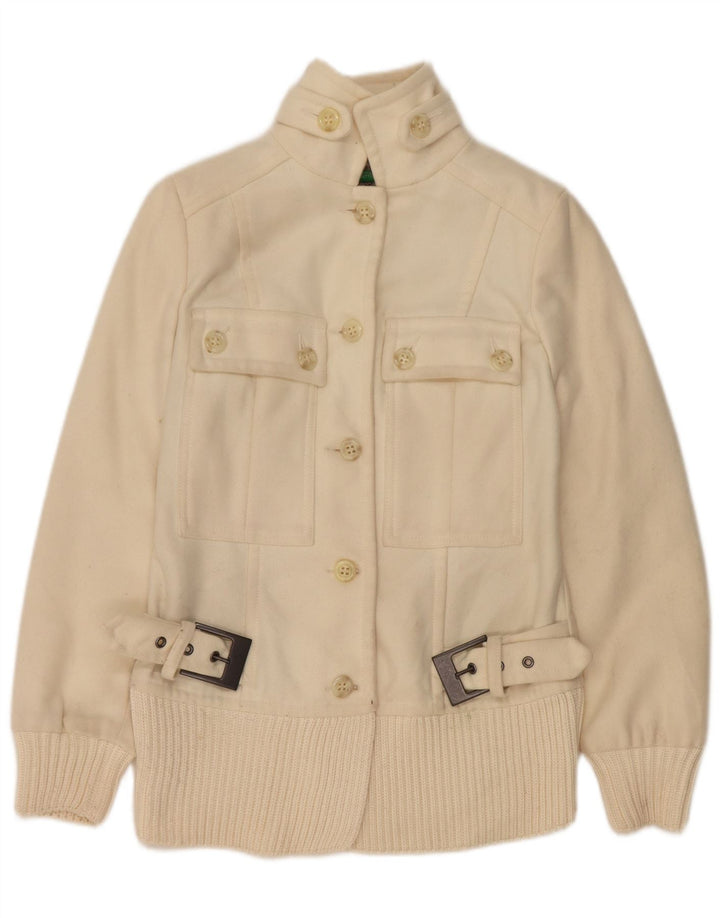 Jaqueta bomber feminina Benetton IT 38 XS lã branca