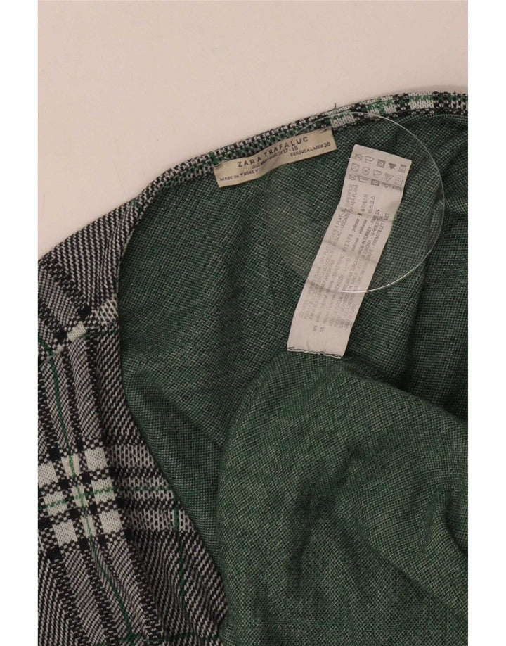 Vestido feminino Zara UK 14 grande poliéster xadrez verde