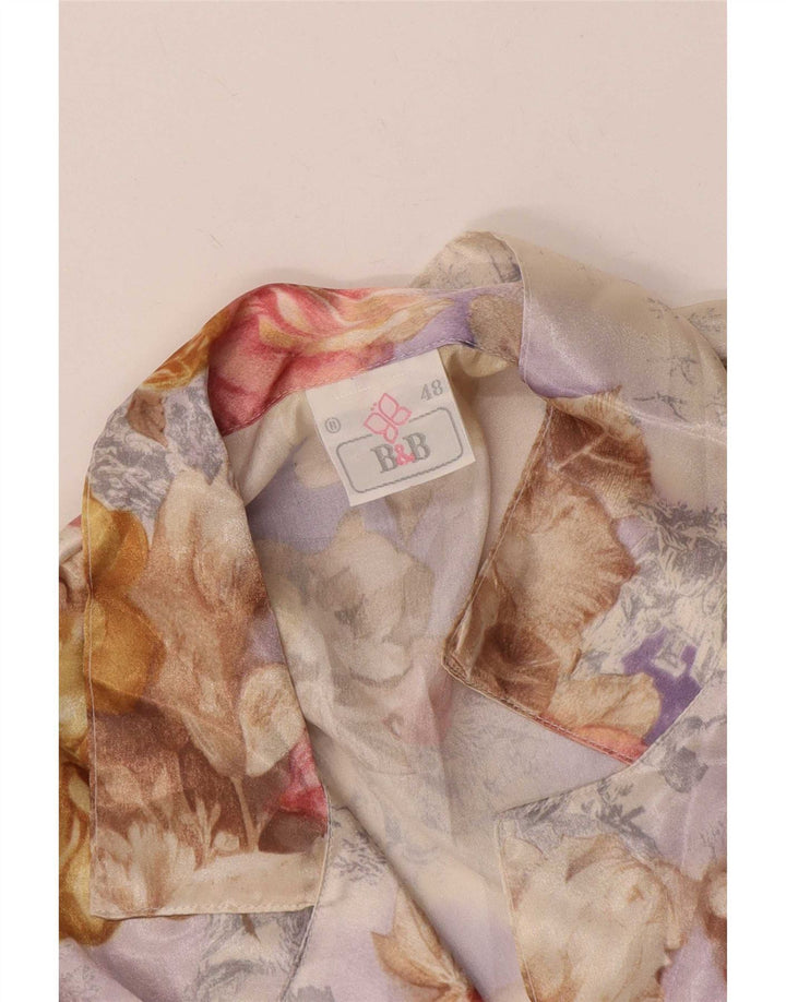 Camisa feminina vintage de manga comprida IT 48 XL multicolorida floral