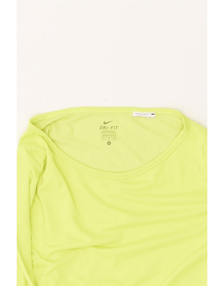 NIKE Womens Dri Fit Top Manga Longa UK 10 Pequeno Poliéster Verde