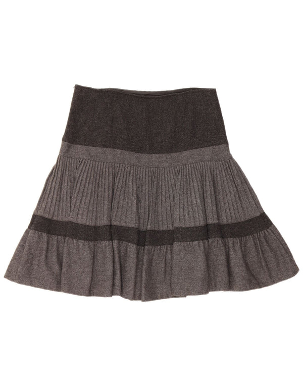 Saia feminina Benetton A-Line W32 grande bloco cinza