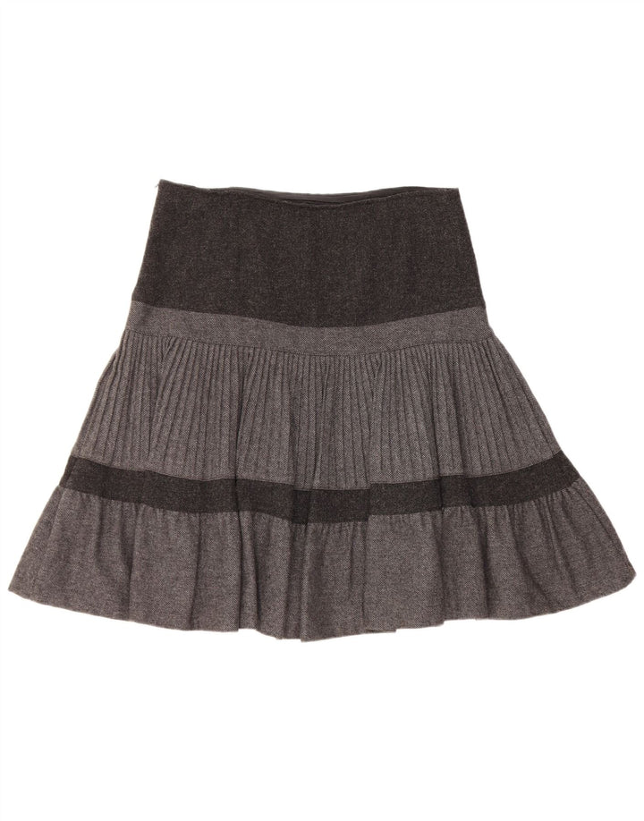 Saia feminina Benetton A-Line W32 grande bloco cinza