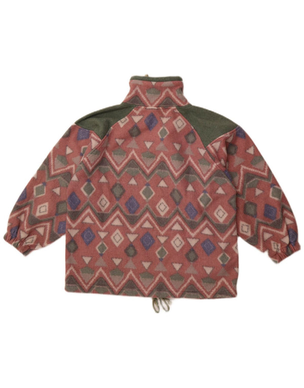 Suéter de lã vintage para meninas com gola e zíper 15-16 anos geométrico multicolorido