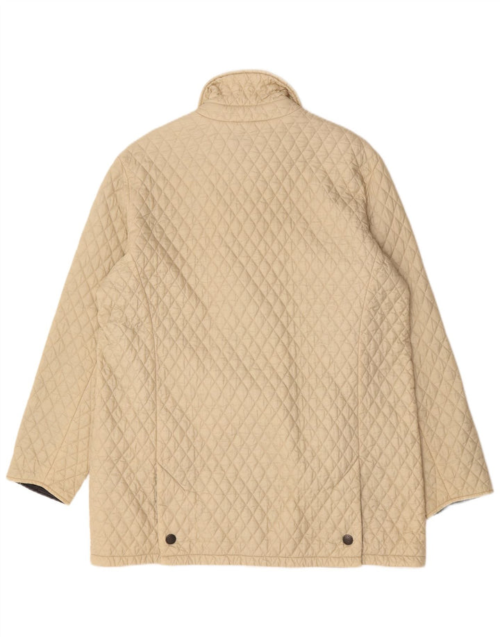 Sobretudo acolchoado feminino Barbour UK 16 grande poliamida bege