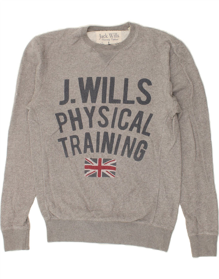JACK WILLS Mens Graphic Sweatshirt Jumper XS Grey Cotton Vintage Jack Wills and Second-Hand Jack Wills from Messina Hembry 