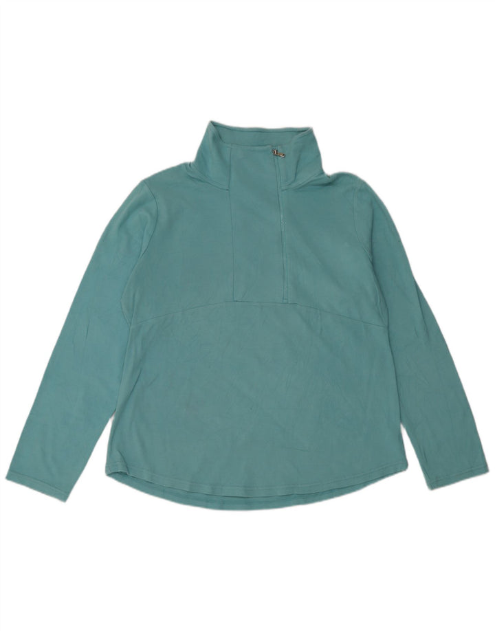 CHAPS Pulôver feminino com zíper e gola alta, pulôver, Reino Unido 18 XL, algodão azul
