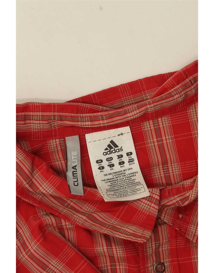 Adidas Mens Climalite Camisa de manga curta 2XL Red Check Poliamida