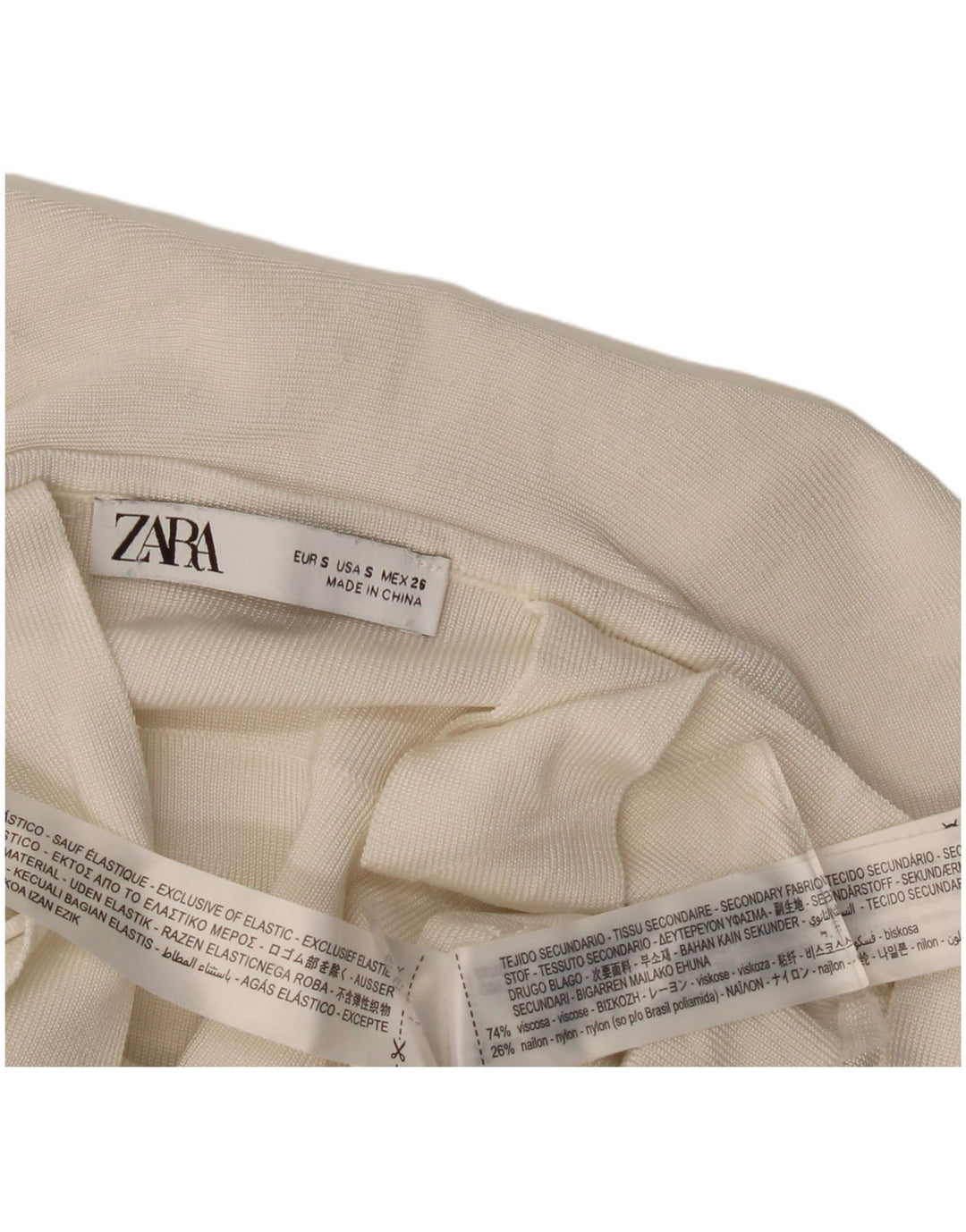 Zara Womens Crop Ruffle Front Cami Top Reino Unido 8 Pequeno Off White Viscose