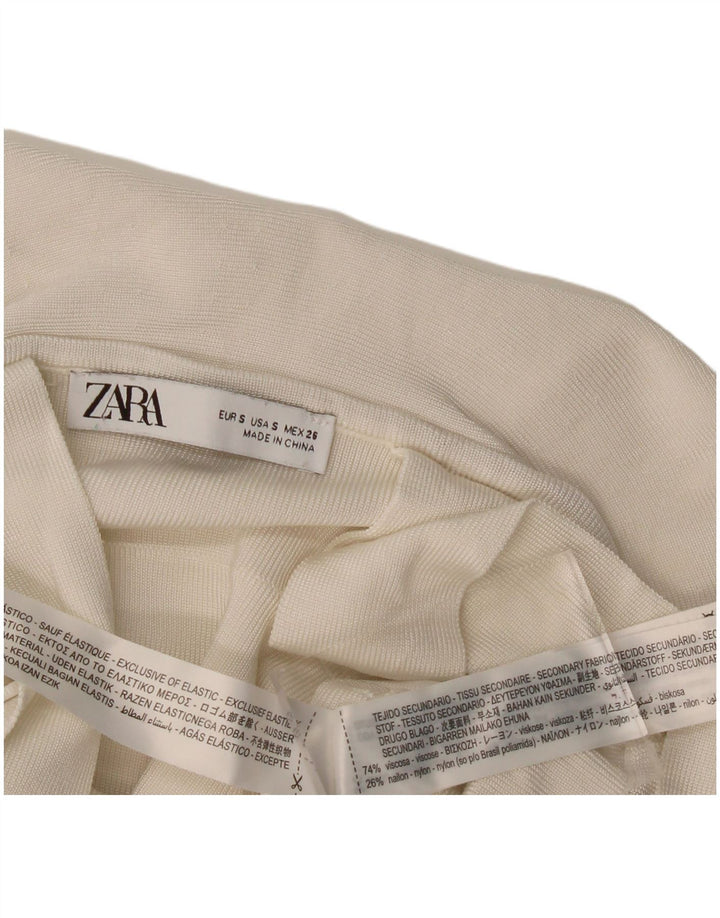 Zara Womens Crop Ruffle Front Cami Top Reino Unido 8 Pequeno Off White Viscose