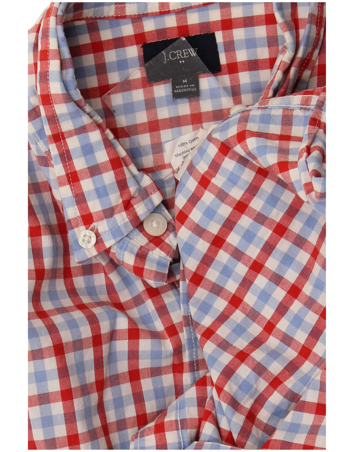 Camisa masculina J. CREW de algodão xadrez vermelho médio