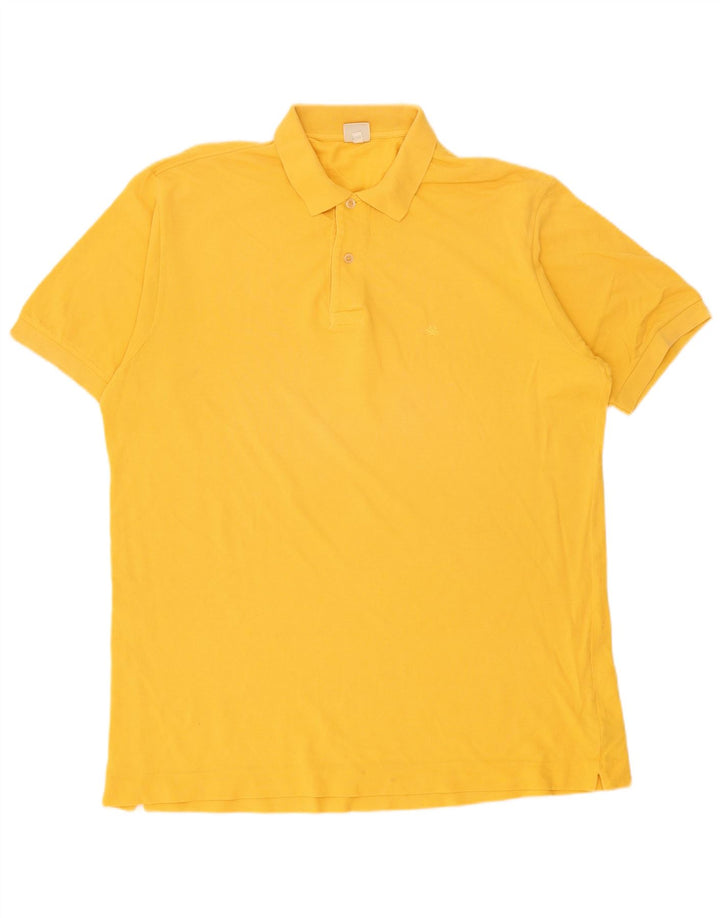 Camisa polo masculina Benetton grande algodão amarelo