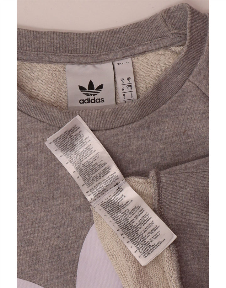 ADIDAS Mens Graphic Sweatshirt Jumper Pequeno Algodão Cinza