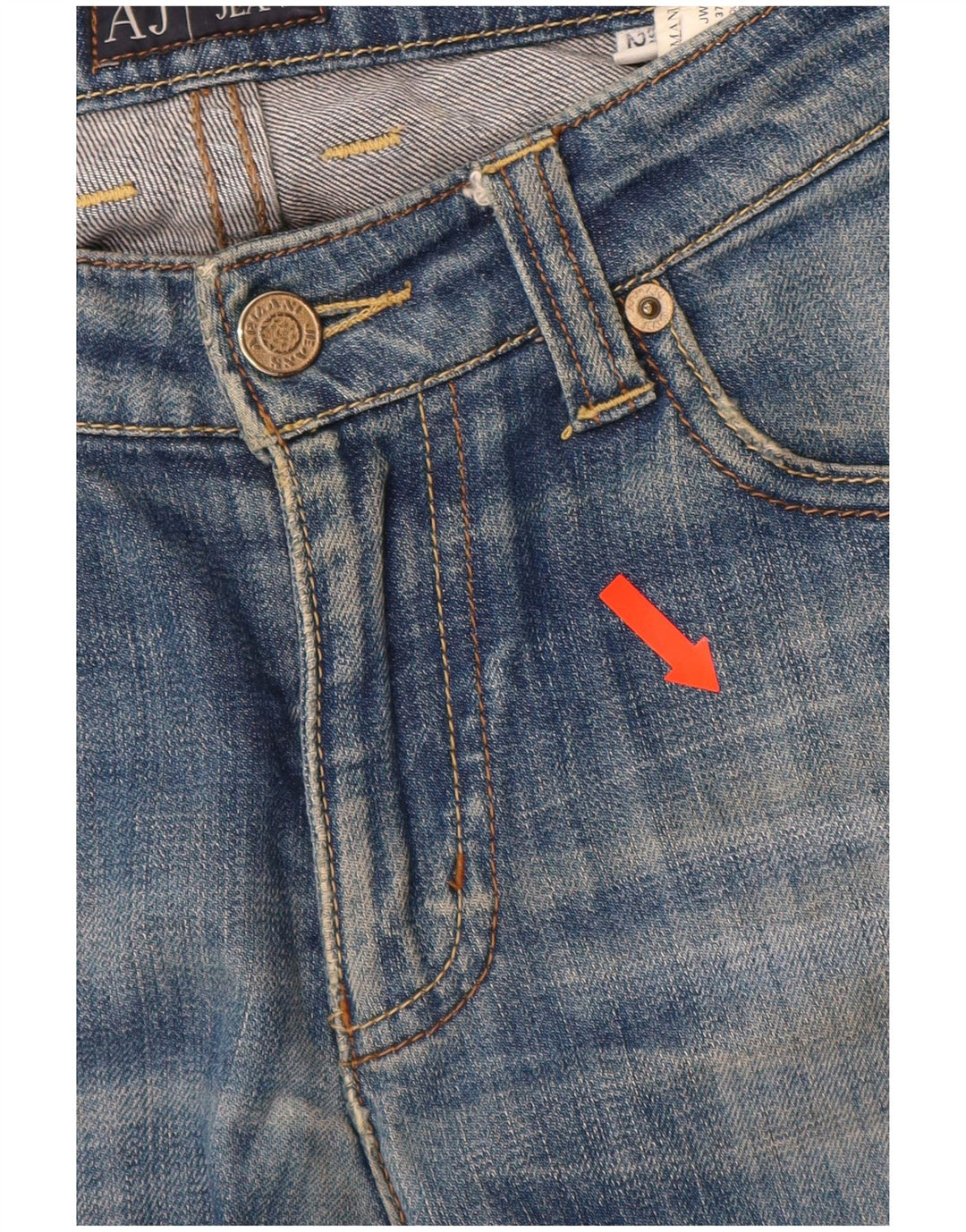 ARMANI Calça Jeans Feminina Indigo Straight W27 L28 Azul Algodão