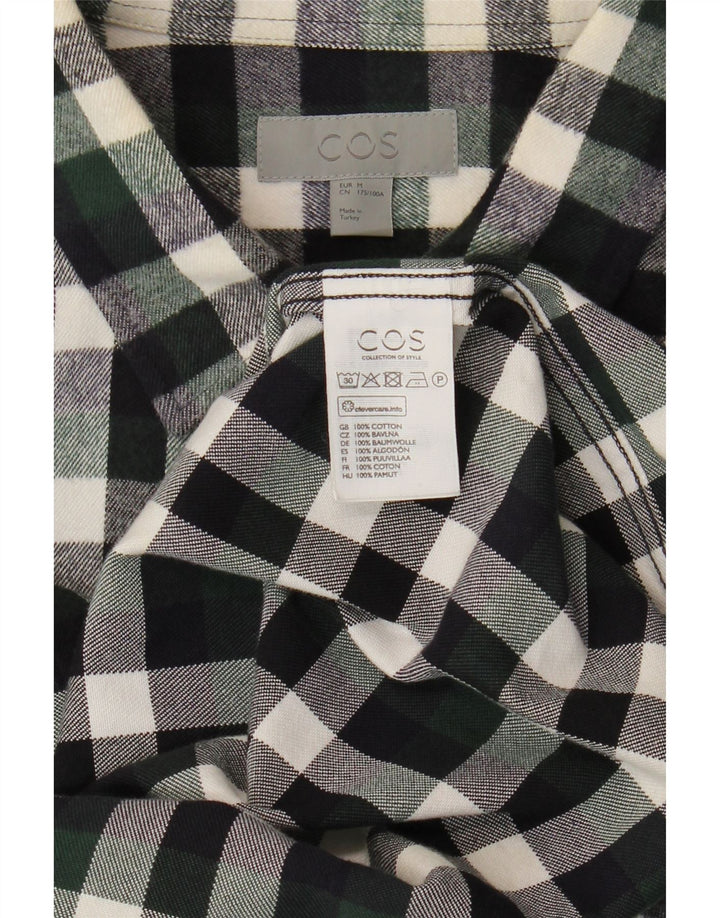 Camisa masculina de flanela Cos algodão xadrez verde médio