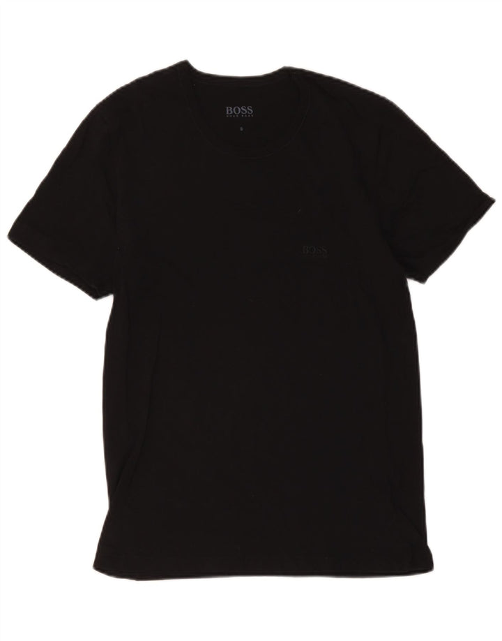 Hugo Boss Mens T-Shirt Top Pequeno Algodão Preto