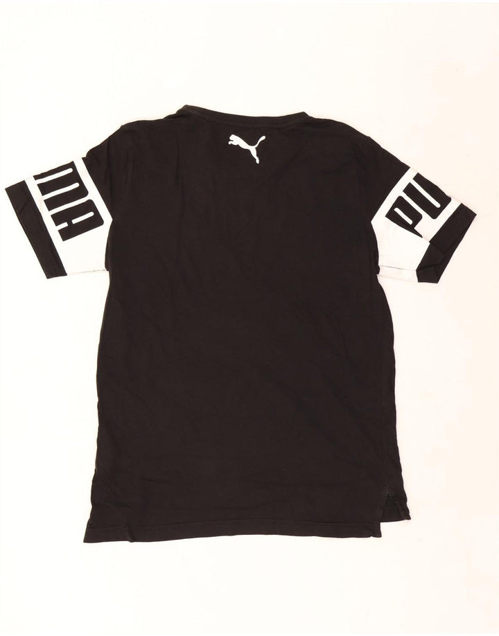 Puma Mens Graphic T-Shirt Top Pequeno Algodão Preto