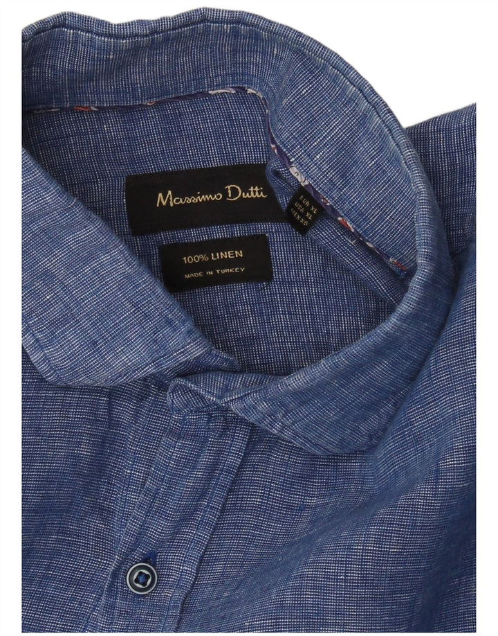 Camisa masculina Massimo Dutti XL linho azul