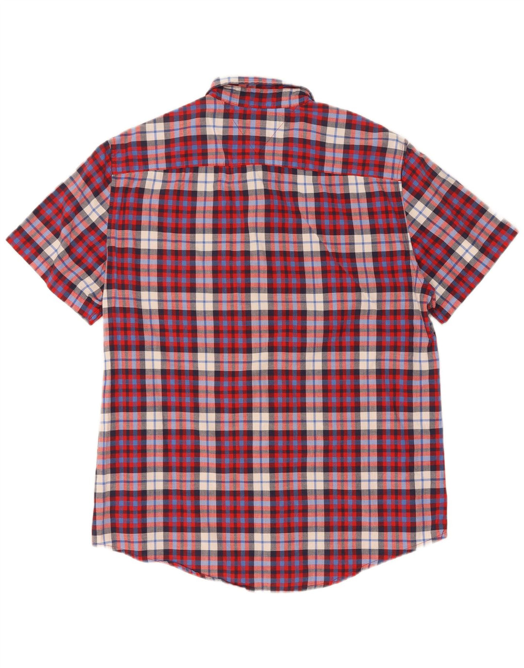 Tommy Hilfiger Camisa masculina de manga curta slim fit grande xadrez multicolorida