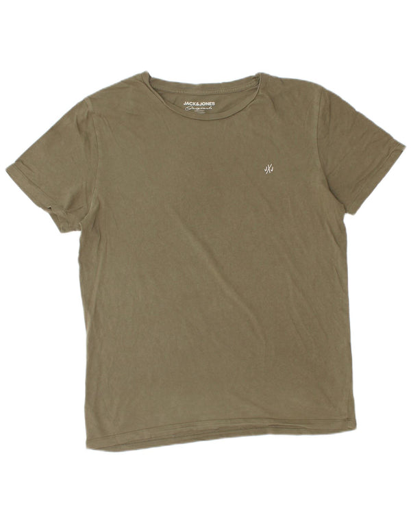 Camiseta masculina Jack & Jones grande algodão cáqui