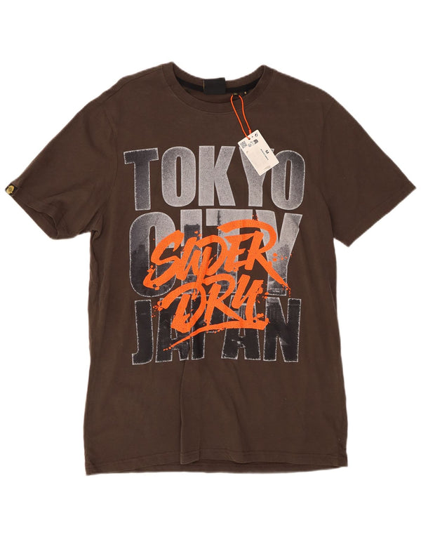 Camiseta masculina SUPERDRY com estampa gráfica cinza médio algodão