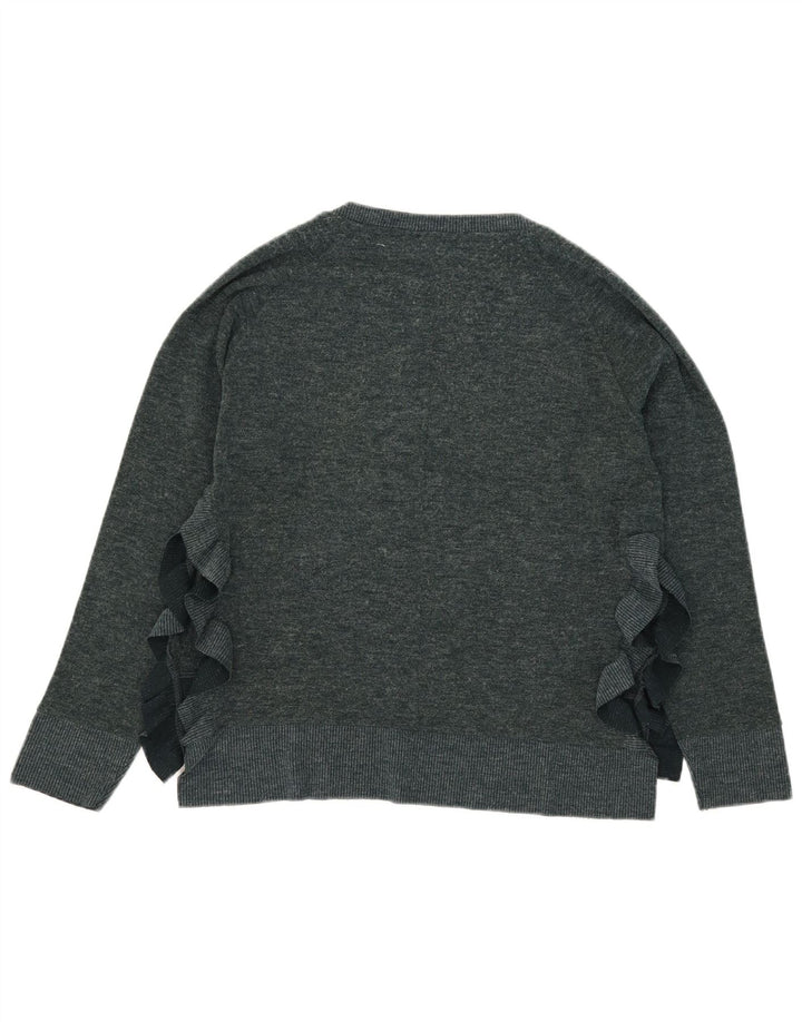 Suéter feminino Zara com gola redonda, Reino Unido 14, verde médio