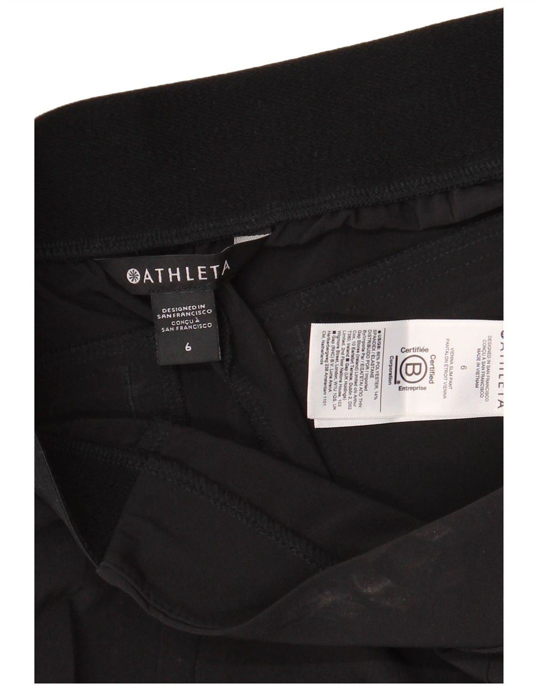 Calça Chino Cônica Feminina ATHLETA EUA 6 Médio W30 L30 Poliéster Preto