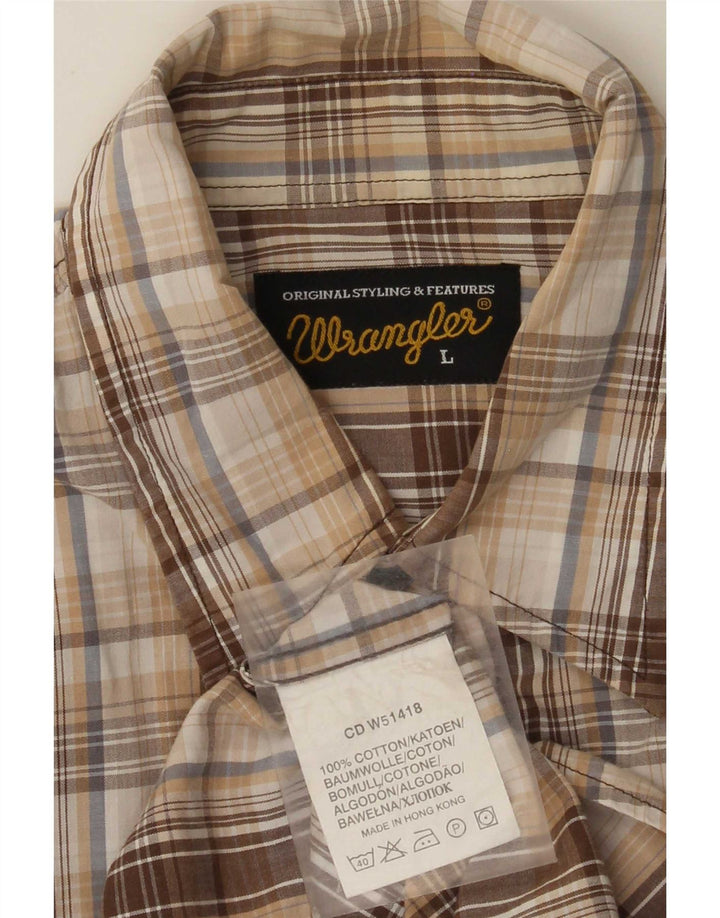 Camisa masculina Wrangler grande algodão xadrez bege
